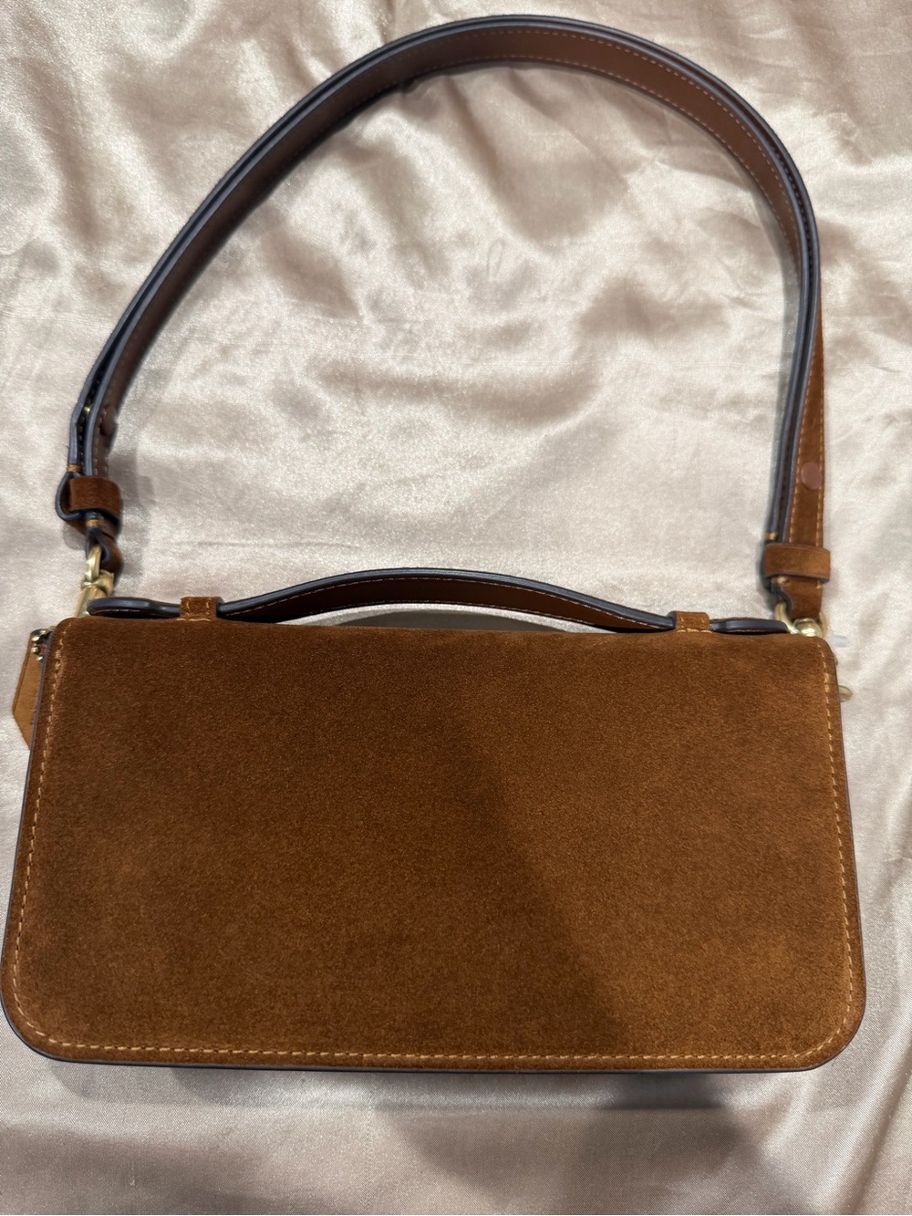 Coach Elora Top Handle Crossbody in Warm Brown Suede (CCY31) - Picture 3 of 5